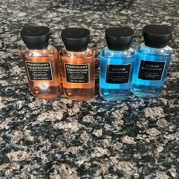 BATH & BODY WORKS3-IN-1 HAIR.FACE & BODY WASH MAHOGANY TEAKWOOD & OCEAN SET OF 4 - Picture 1 of 6